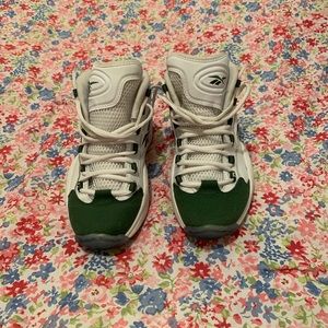 Reebok Questions, Money green suede toe.